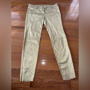 Size 36 Escada Gold Metallic Lambskin Leather Pants